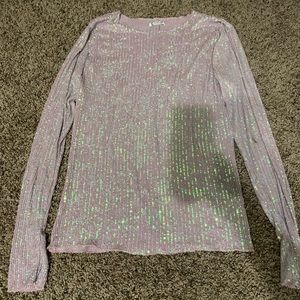 Free People Pink Iridescent Long Sleeve Top